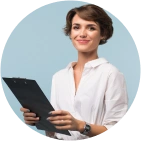 Portrait of a smiling professional holding a tablet, suitable for team, advisor, or customer support profiles.